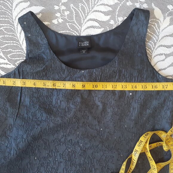 Eileen Fisher Silk Sequin  Shift Mini Dress - Picture 12 of 16